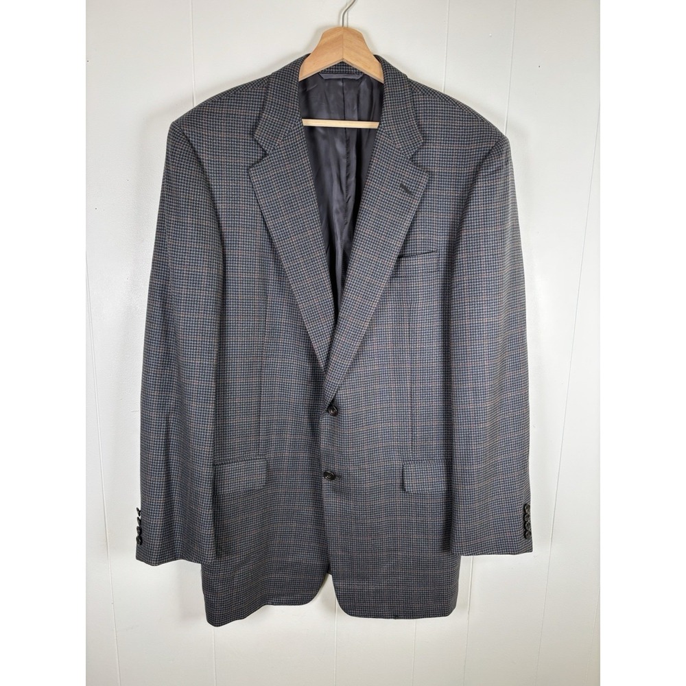 Vintage Hickey Freeman Nordstrom Canterbury Houndstooth Wool 44 Long Sportscoat